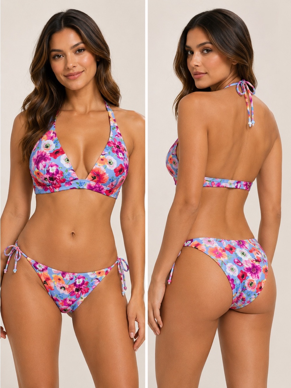 Victoria’s Secret Essential Halter Bikini Set L Top M Bottom  Tie Side NWT